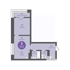 2-к квартира, вторичка, 47м2, 11/16 этаж