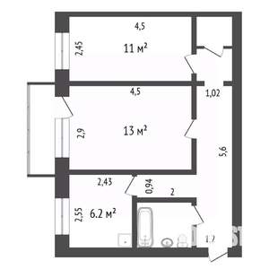 2-к квартира, вторичка, 44м2, 4/5 этаж