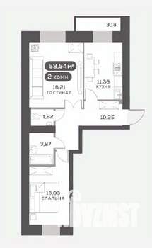 2-к квартира, вторичка, 59м2, 11/15 этаж