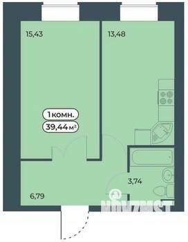 1-к квартира, вторичка, 39м2, 1/9 этаж