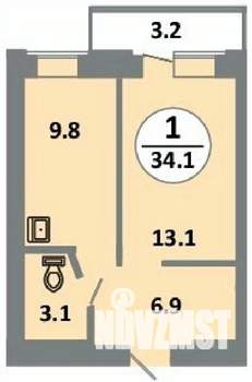 1-к квартира, строящийся дом, 35м2, 10/14 этаж