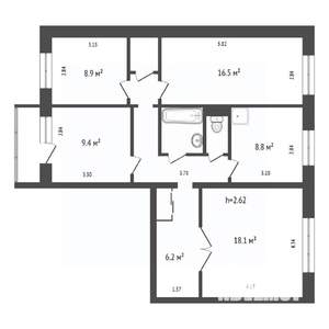 4-к квартира, вторичка, 82м2, 5/10 этаж