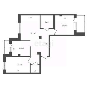 3-к квартира, вторичка, 93м2, 2/17 этаж