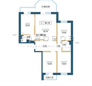 4-к квартира, вторичка, 93м2, 13/17 этаж
