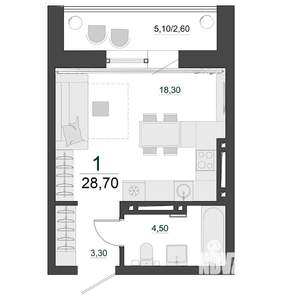 Студия квартира, строящийся дом, 29м2, 3/23 этаж