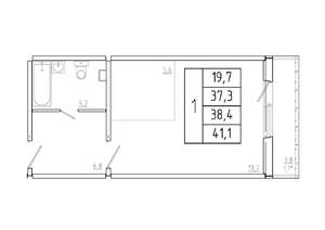 1-к квартира, строящийся дом, 38м2, 1/17 этаж