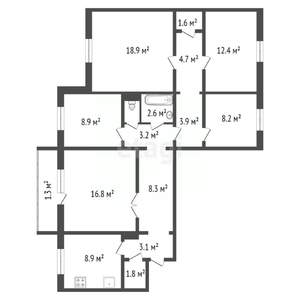 4-к квартира, вторичка, 106м2, 3/10 этаж