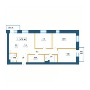4-к квартира, вторичка, 108м2, 4/7 этаж