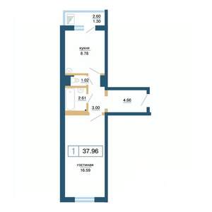 1-к квартира, вторичка, 38м2, 10/17 этаж