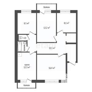 4-к квартира, вторичка, 81м2, 5/10 этаж