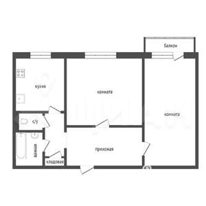 2-к квартира, вторичка, 54м2, 1/5 этаж