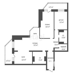 3-к квартира, вторичка, 101м2, 23/24 этаж