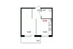 1-к квартира, вторичка, 36м2, 15/18 этаж