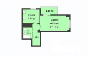 1-к квартира, строящийся дом, 35м2, 15/17 этаж