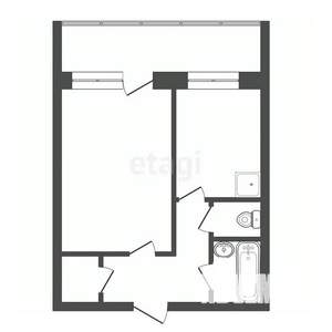 1-к квартира, вторичка, 40м2, 9/9 этаж