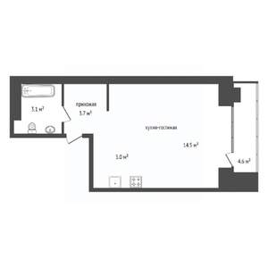 Студия квартира, вторичка, 27м2, 7/17 этаж