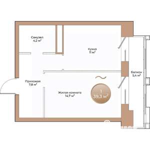 1-к квартира, вторичка, 39м2, 13/24 этаж