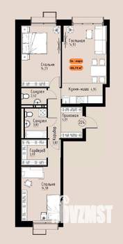 1-к квартира, вторичка, 67м2, 16/17 этаж