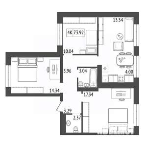 4-к квартира, вторичка, 74м2, 11/17 этаж