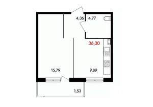 1-к квартира, вторичка, 36м2, 12/18 этаж