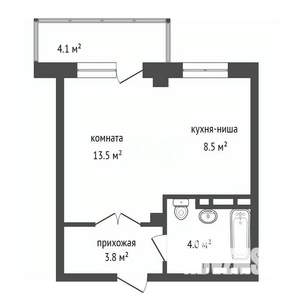 Студия квартира, вторичка, 30м2, 13/19 этаж