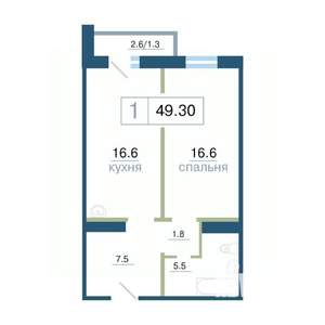 1-к квартира, вторичка, 49м2, 10/17 этаж
