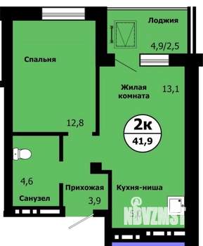 2-к квартира, строящийся дом, 41м2, 18/19 этаж
