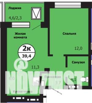 2-к квартира, строящийся дом, 40м2, 15/19 этаж