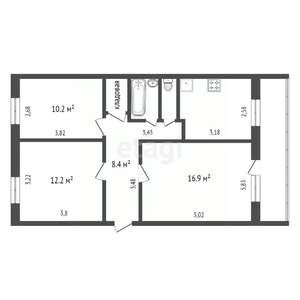 3-к квартира, вторичка, 61м2, 2/5 этаж