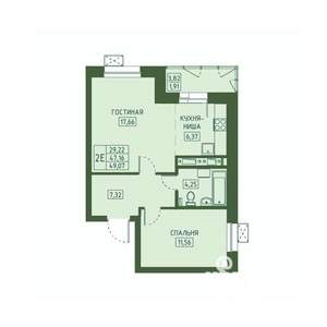 2-к квартира, вторичка, 49м2, 3/23 этаж