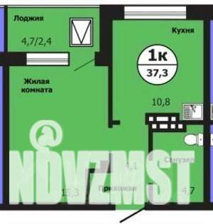 1-к квартира, строящийся дом, 37м2, 12/19 этаж