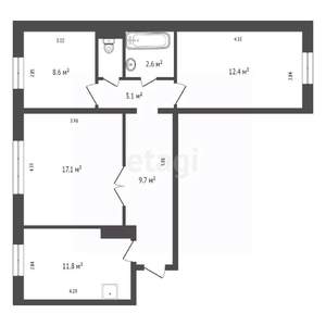 3-к квартира, вторичка, 66м2, 1/10 этаж