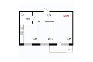 2-к квартира, вторичка, 52м2, 5/18 этаж