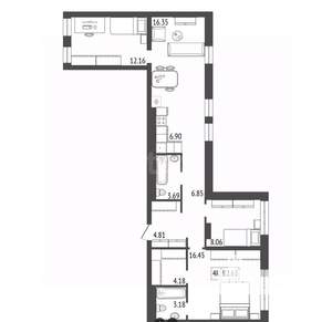4-к квартира, вторичка, 83м2, 12/17 этаж