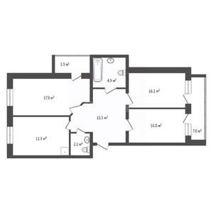 3-к квартира, вторичка, 85м2, 16/16 этаж
