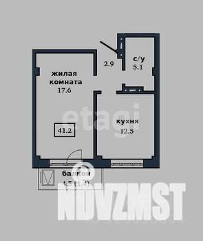 1-к квартира, вторичка, 41м2, 6/19 этаж