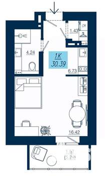 1-к квартира, вторичка, 30м2, 3/19 этаж