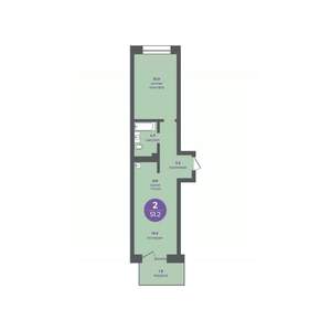 2-к квартира, вторичка, 51м2, 1/24 этаж