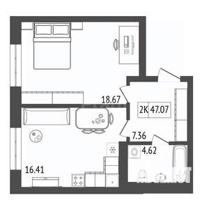 2-к квартира, вторичка, 47м2, 5/17 этаж