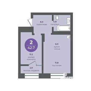 2-к квартира, вторичка, 43м2, 2/24 этаж