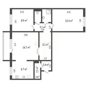 3-к квартира, вторичка, 68м2, 8/10 этаж