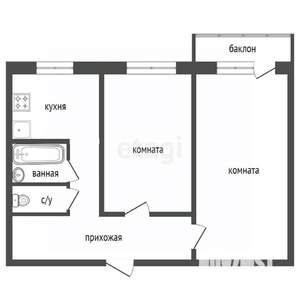 2-к квартира, вторичка, 50м2, 5/5 этаж