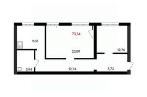 2-к квартира, вторичка, 73м2, 12/18 этаж