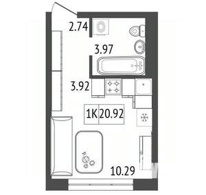 1-к квартира, вторичка, 21м2, 14/17 этаж
