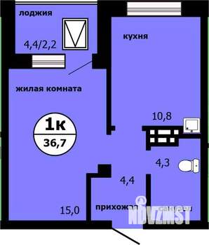 1-к квартира, строящийся дом, 36м2, 6/19 этаж