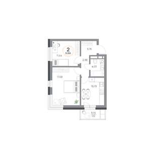 2-к квартира, вторичка, 52м2, 4/17 этаж