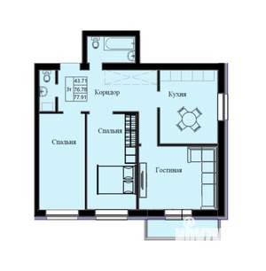 3-к квартира, вторичка, 78м2, 7/10 этаж