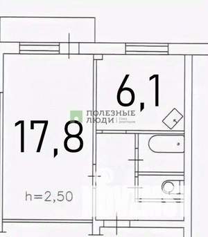 1-к квартира, вторичка, 33м2, 4/5 этаж