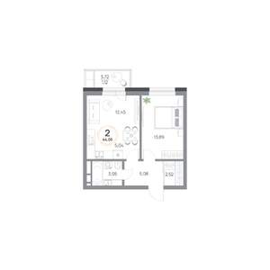 2-к квартира, вторичка, 44м2, 4/17 этаж