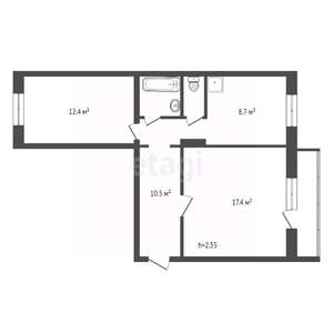 2-к квартира, вторичка, 53м2, 5/5 этаж